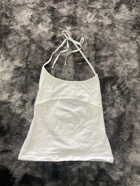 Aritzia White Halter Ribbed Tank
